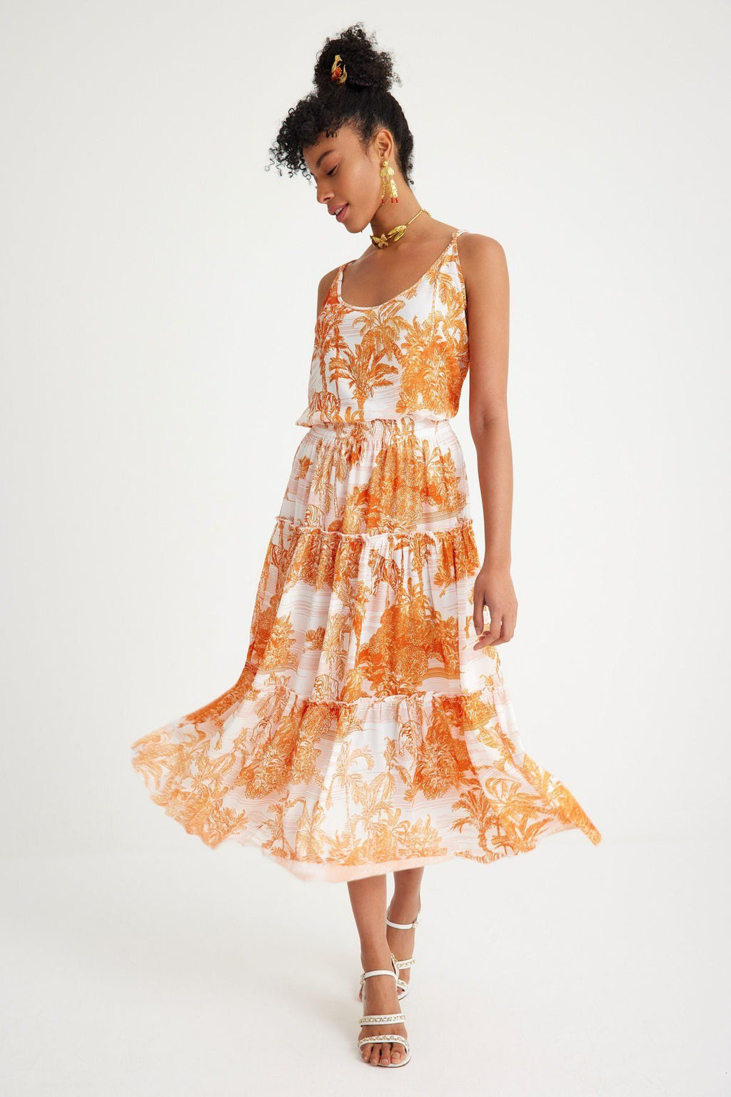 Toile de Jouy Orange Bloom Top