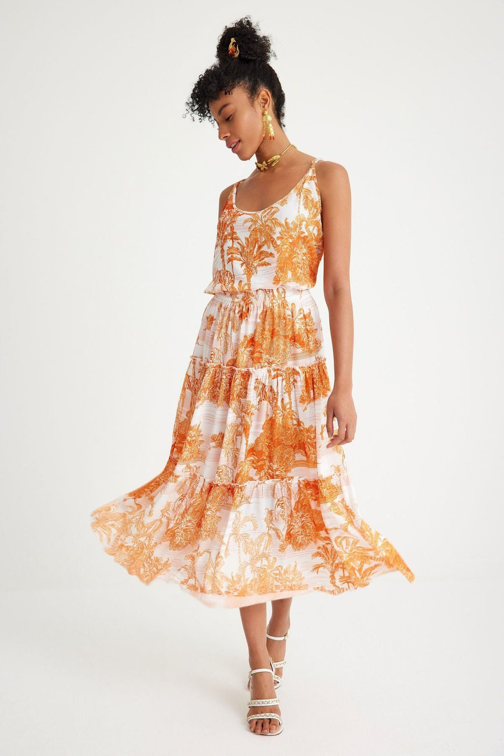 Toile de Jouy Orange Bloom Skirt
