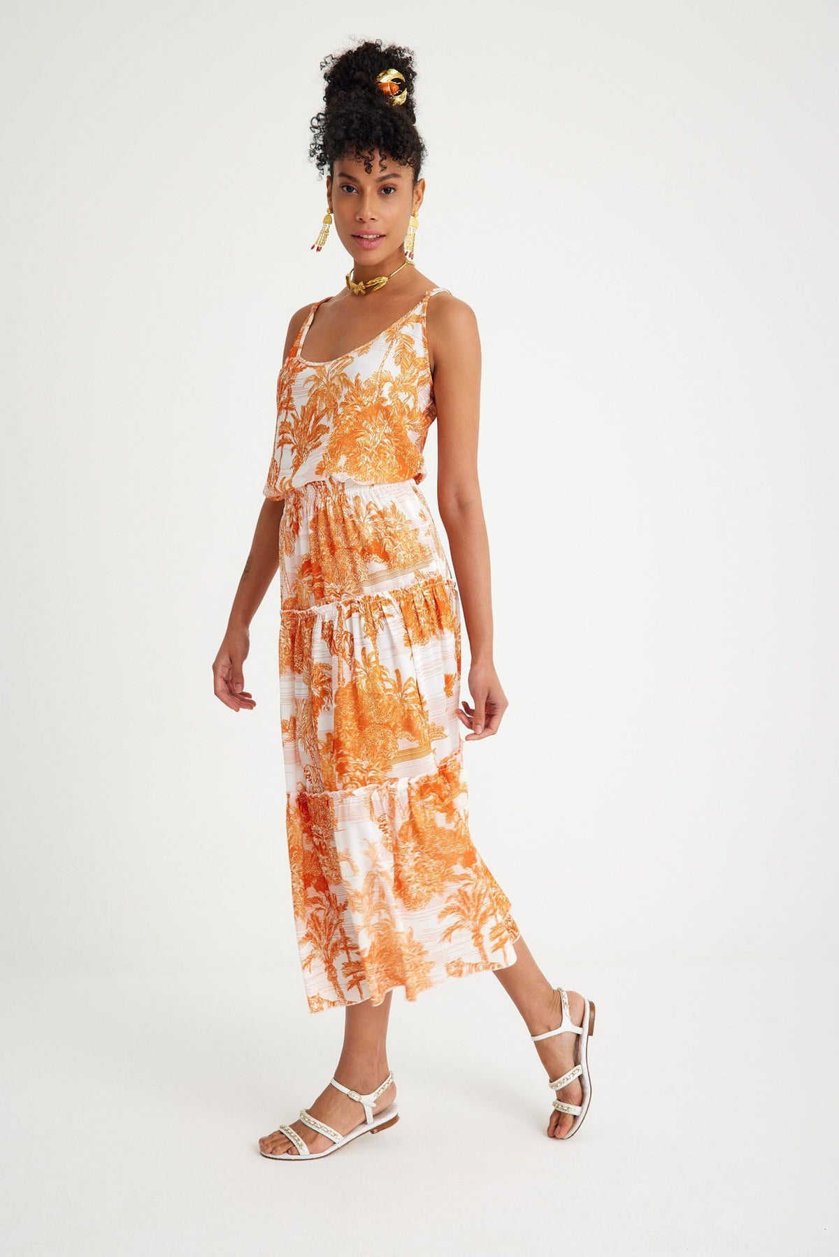 Toile de Jouy Orange Bloom Skirt