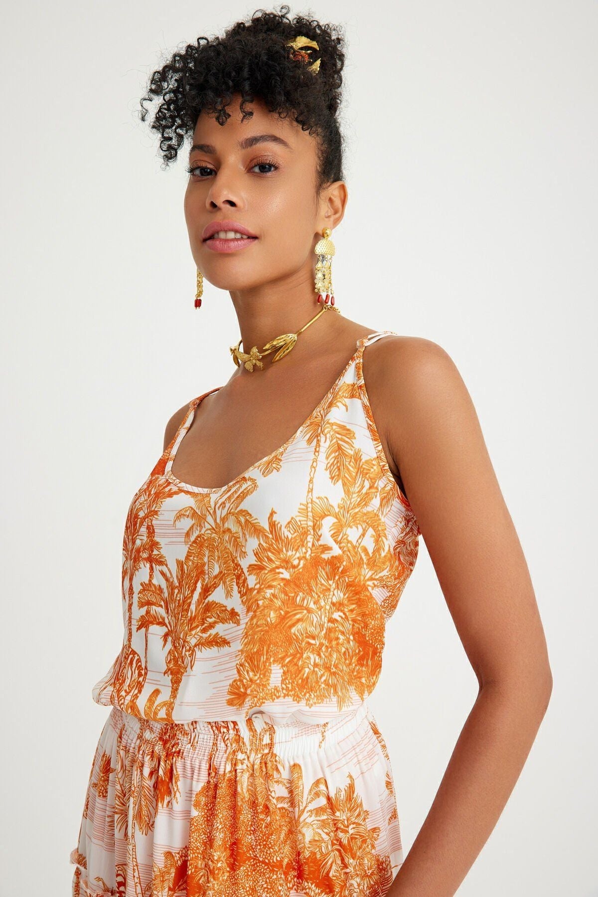 Toile de Jouy Orange Bloom Top