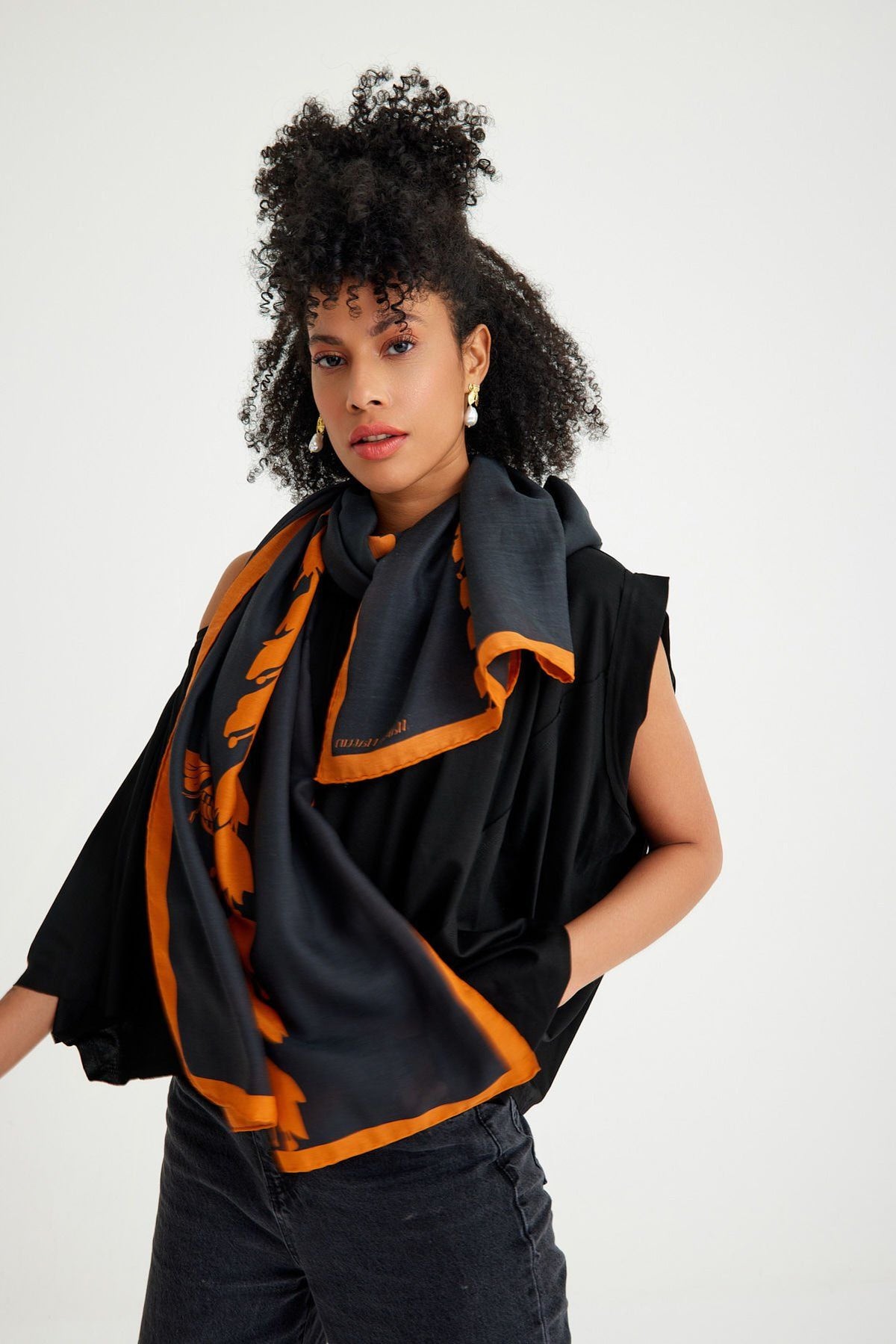 Tulip Mara Silk Cotton Scarf - 90 X 200 Cm