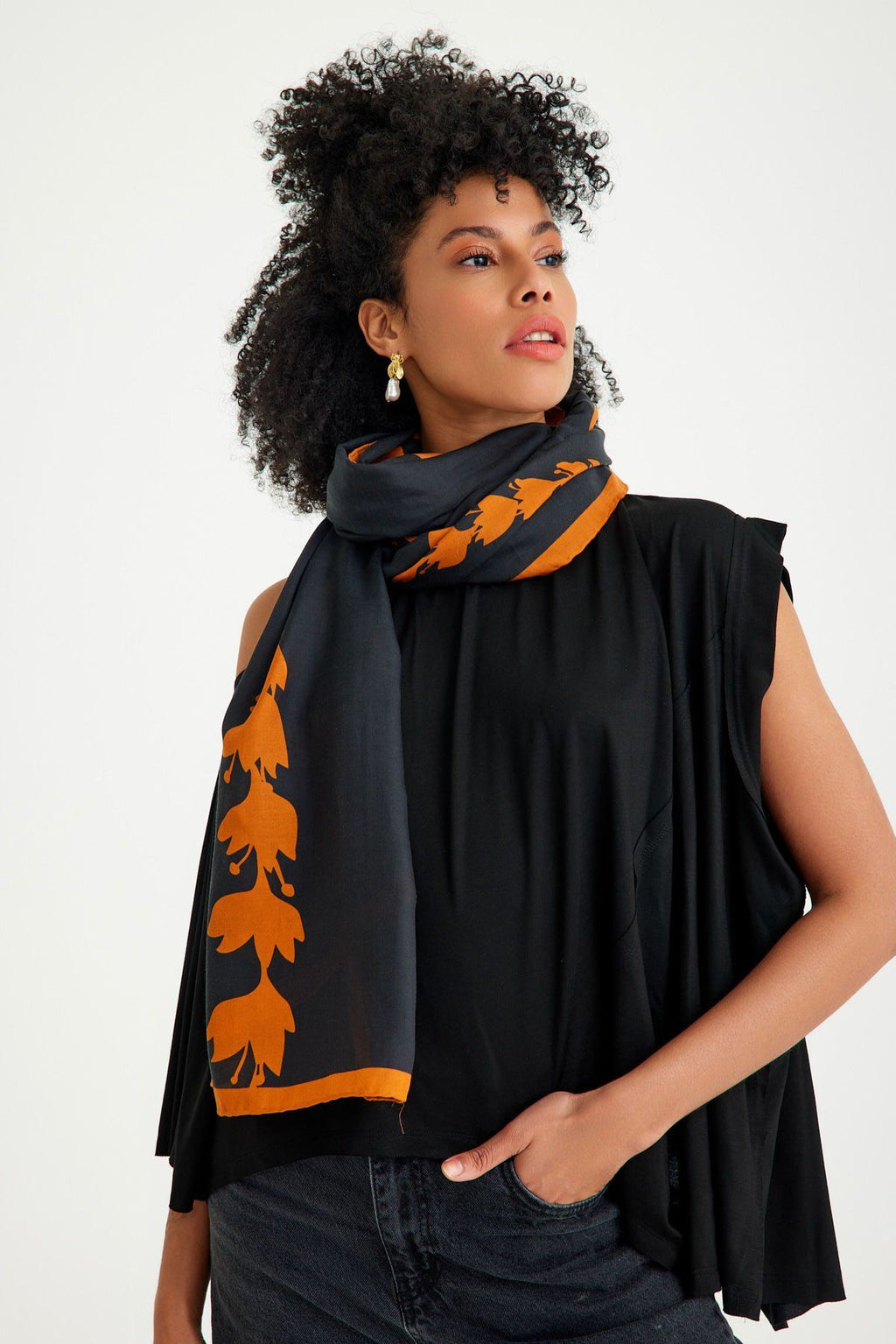Tulip Mara Silk Cotton Scarf - 90 X 200 Cm