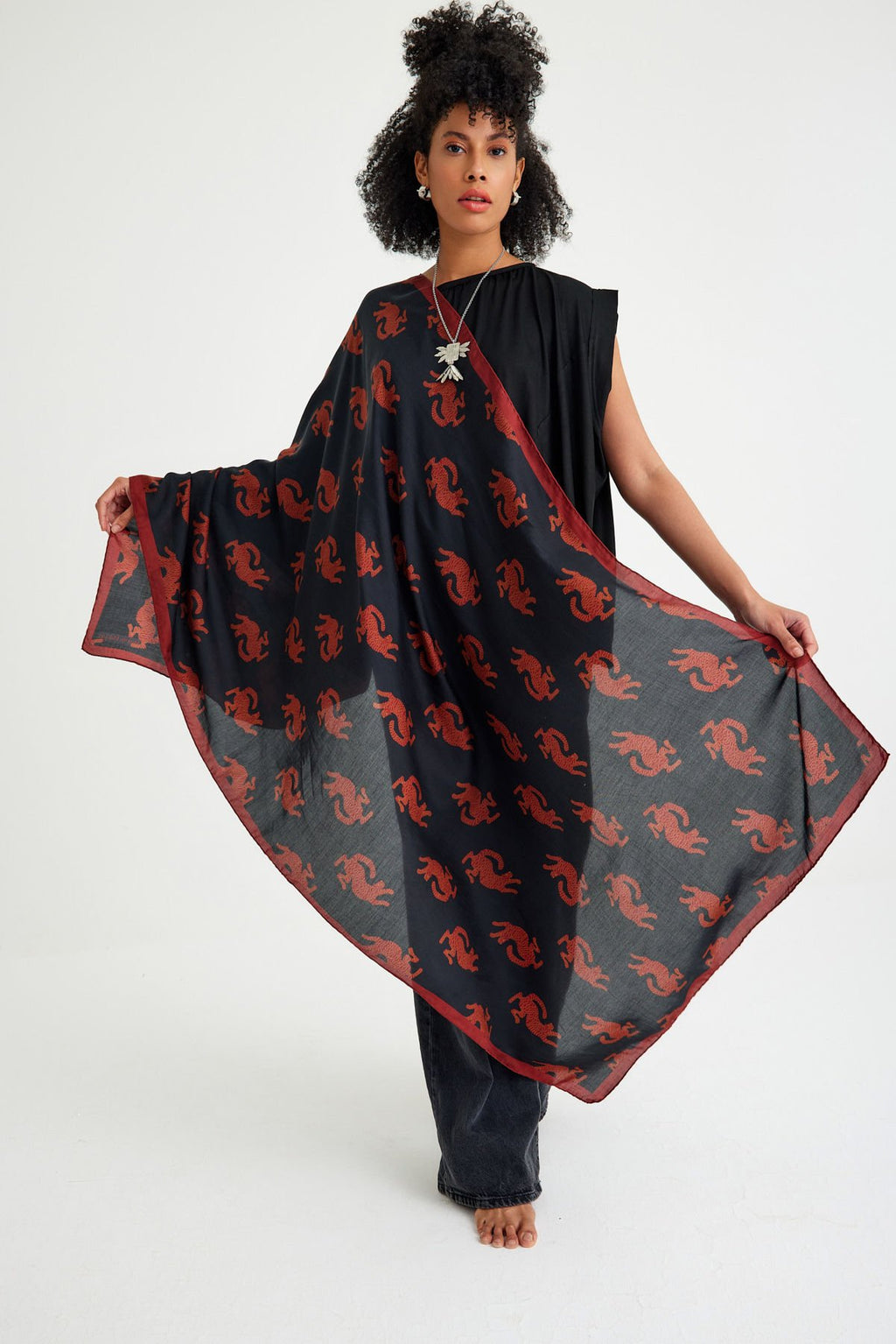 Hittite Silk Cotton Scarf - 90 X 200 Cm