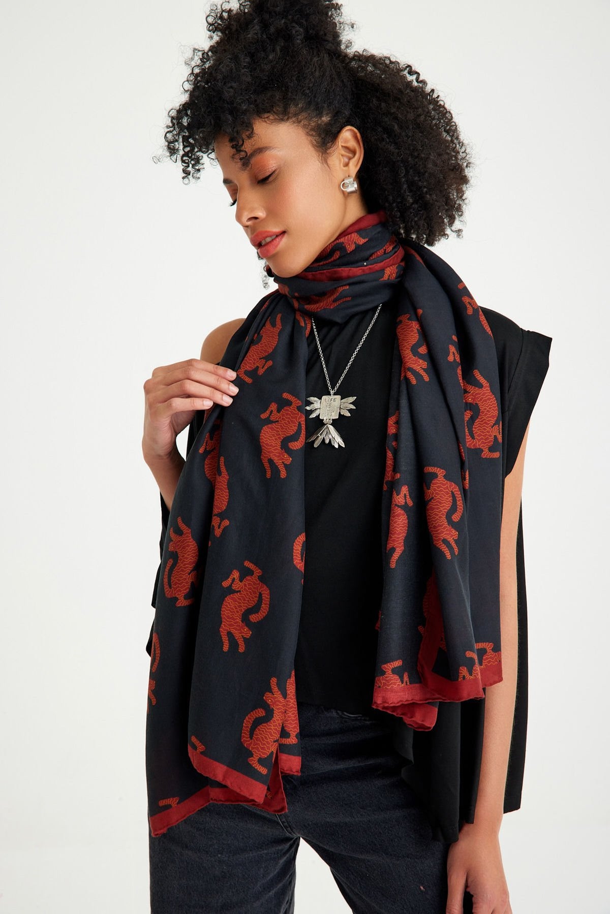 Hittite Silk Cotton Scarf - 90 X 200 Cm