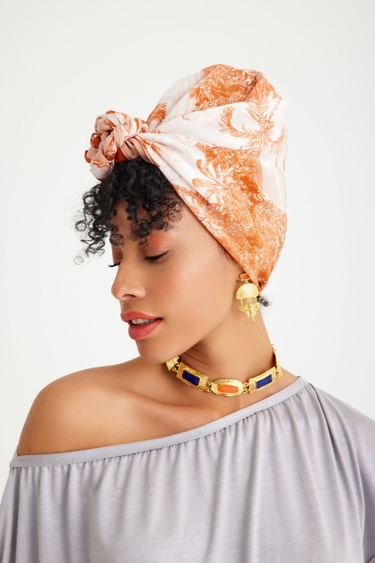 Toile de Jouy Orange Bloom - 105 X 105 Cm Silk Scarf