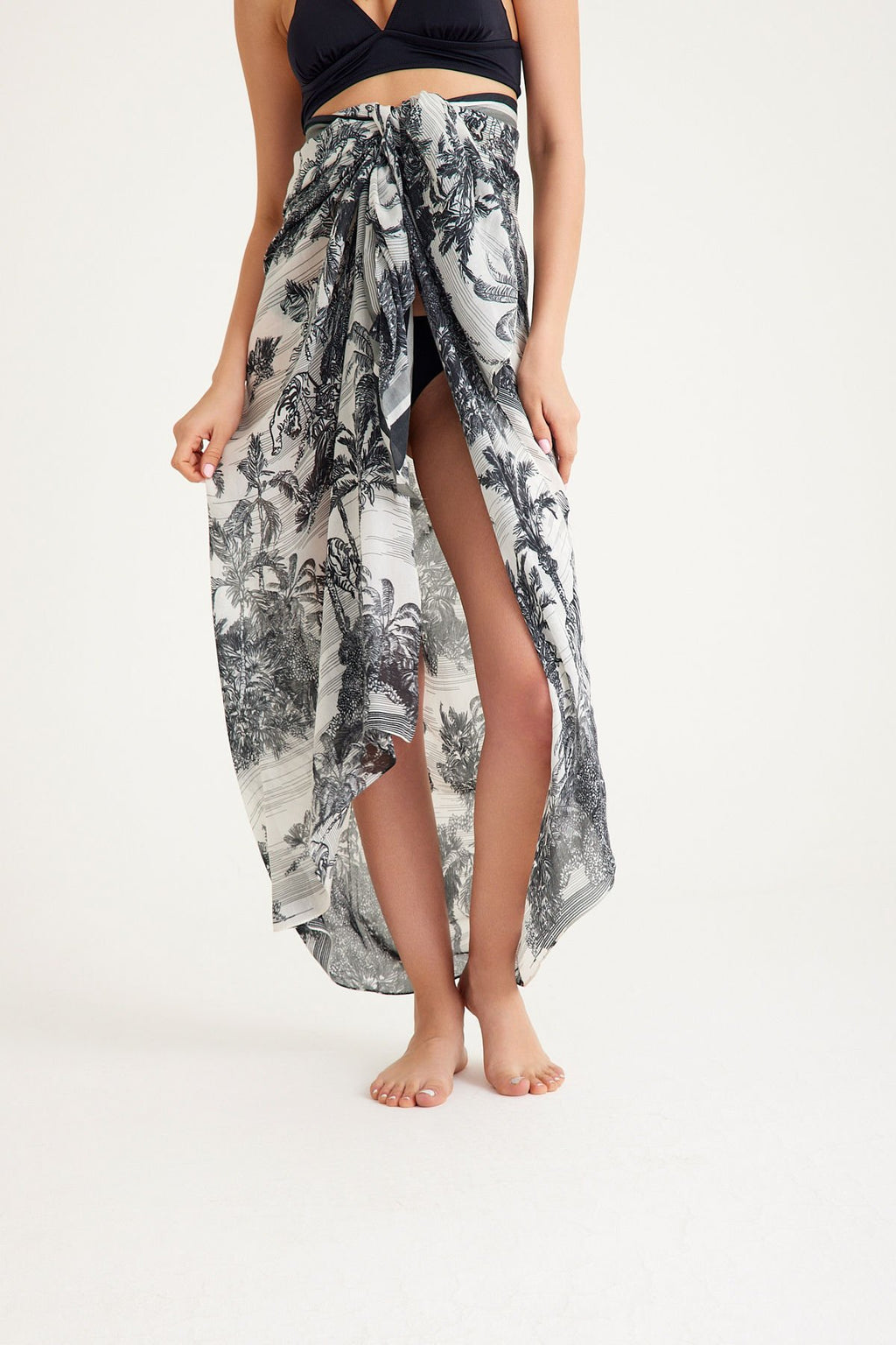 Toile de Jouy Fume Black Pareo - 160 X 140 Cm Silk Cotton