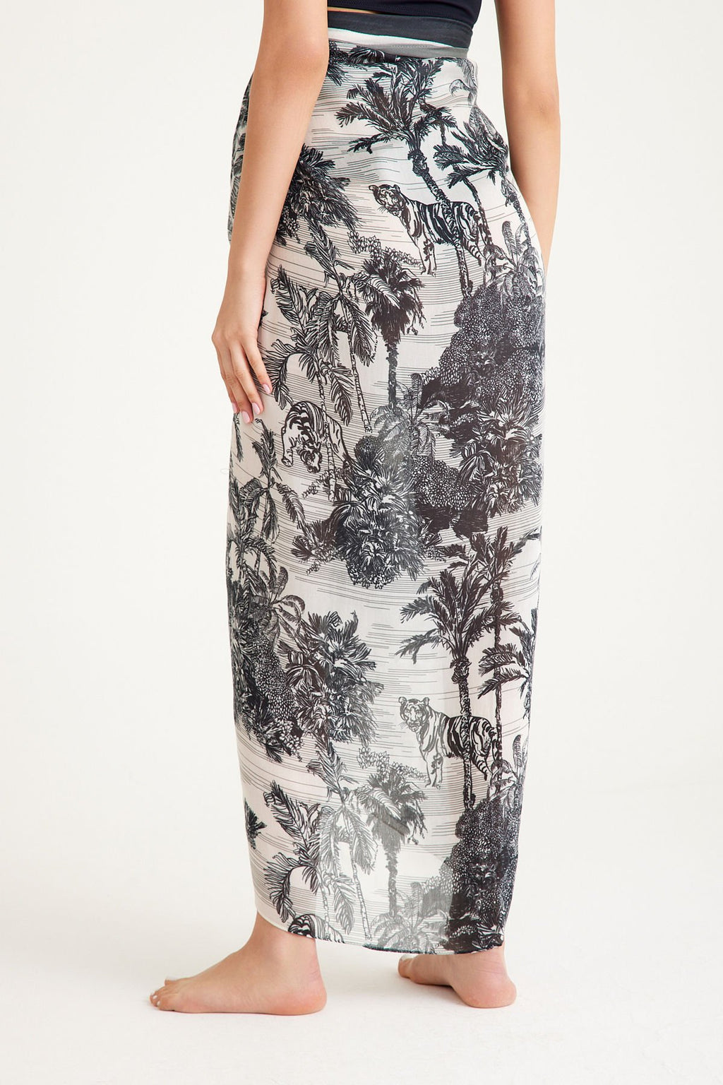 Toile de Jouy Fume Black Pareo - 160 X 140 Cm Silk Cotton