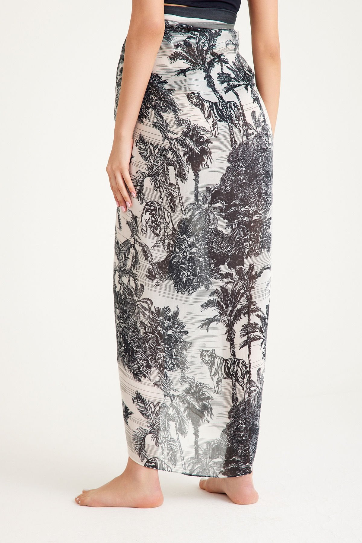 Toile de Jouy Fume Black Pareo - 160 X 140 Cm Silk Cotton