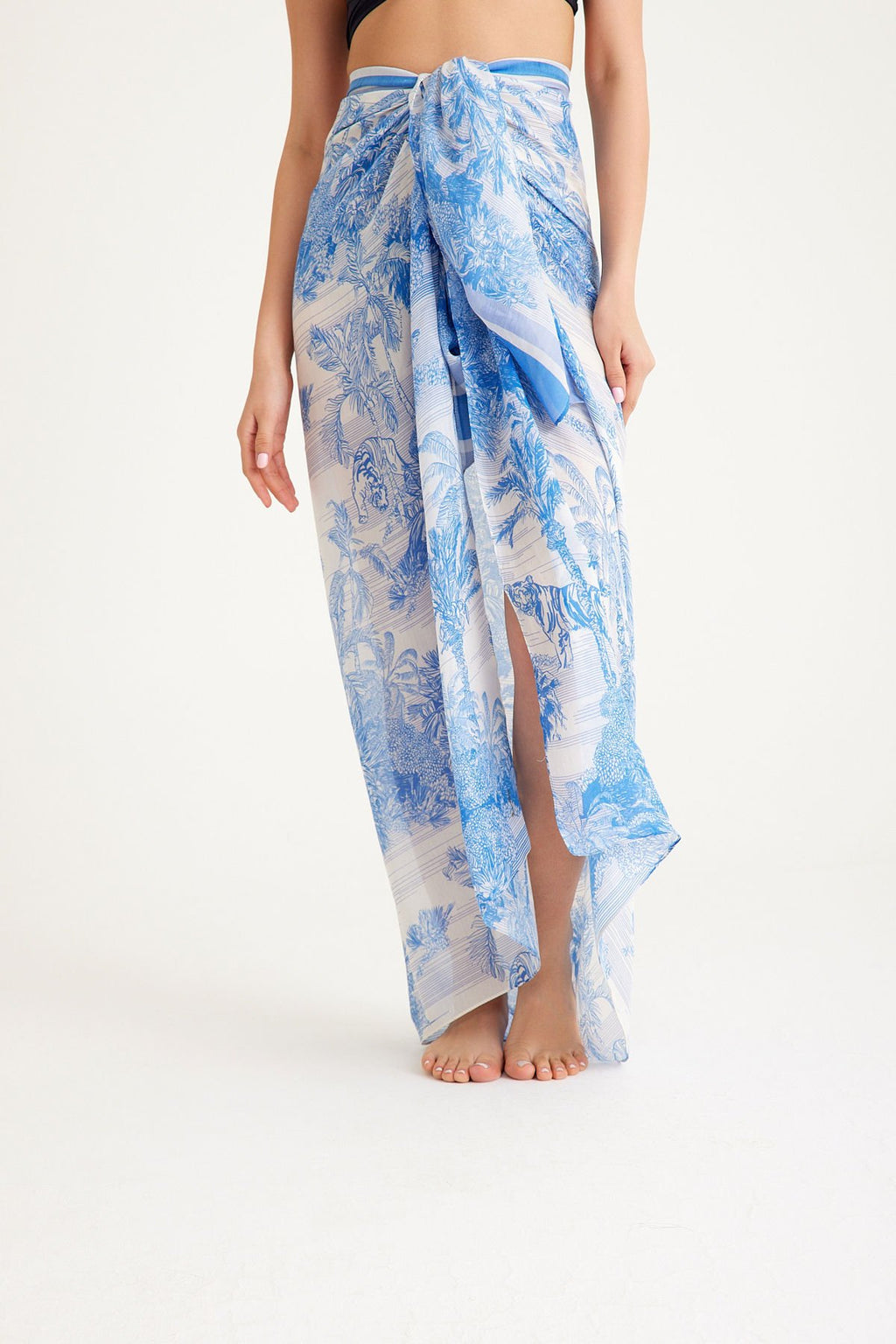 Toile de Jouy Azure Pareo - 160 X 140 Cm Silk Cotton