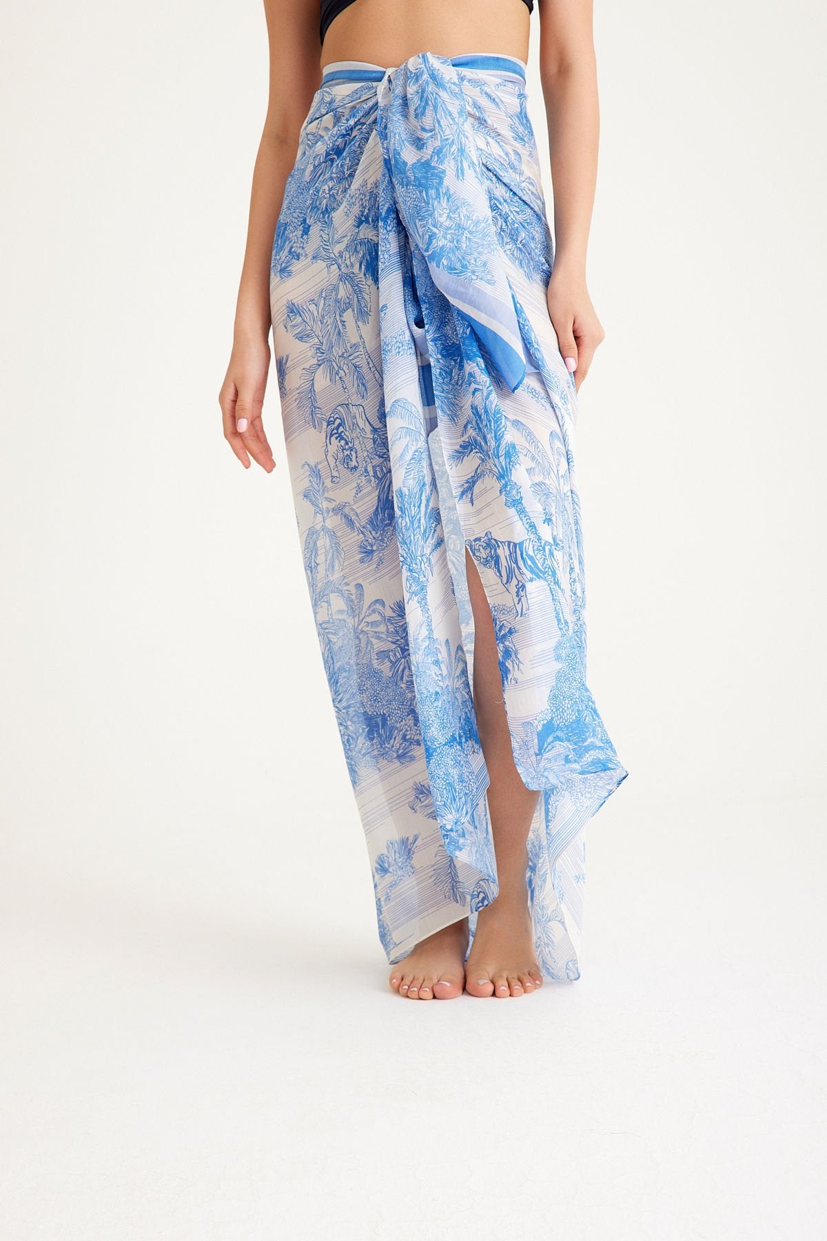Toile de Jouy Azure Pareo - 160 X 140 Cm Silk Cotton