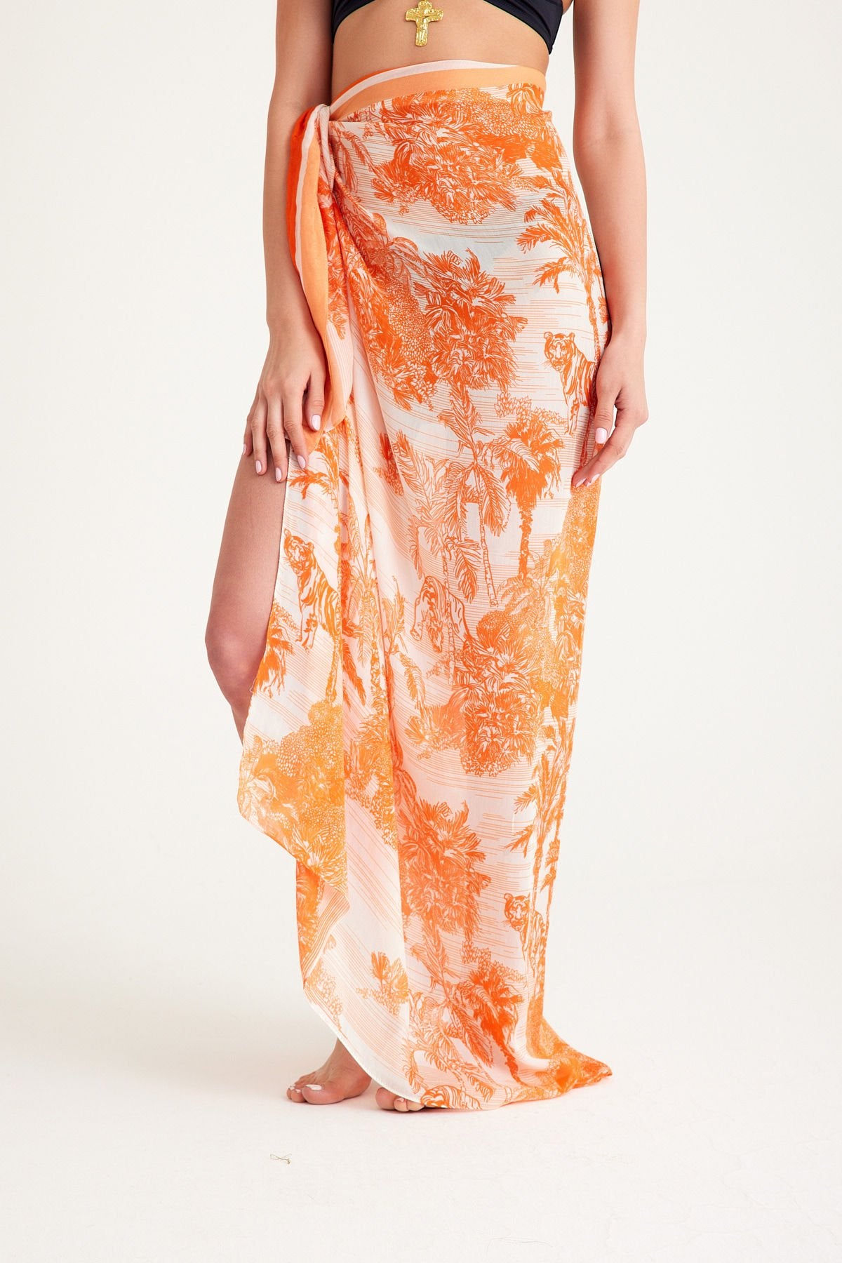 Toile de Jouy Orange Bloom Pareo - 160 X 140 Cm Silk Cotton