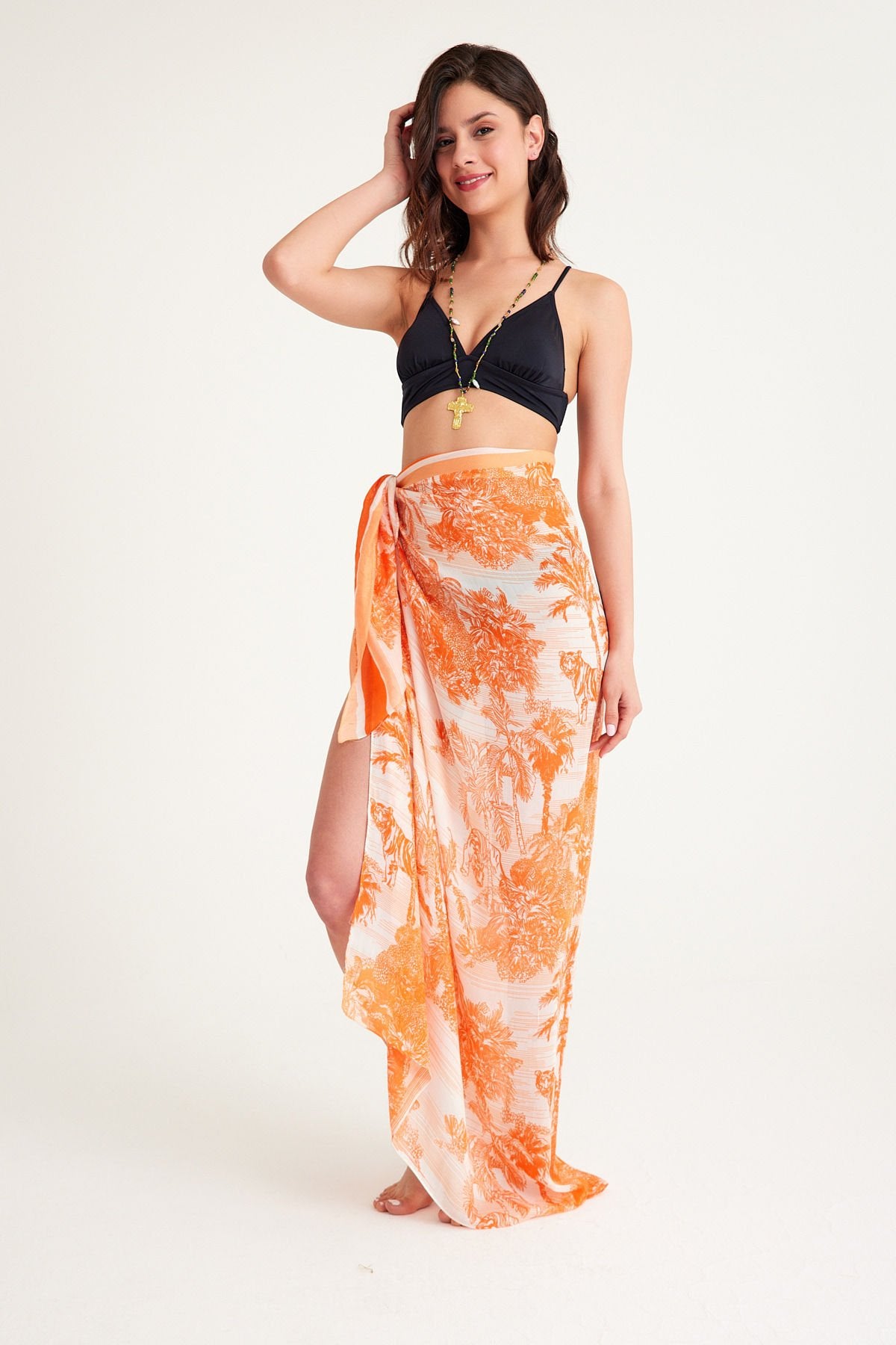 Toile de Jouy Orange Bloom Pareo - 160 X 140 Cm Silk Cotton