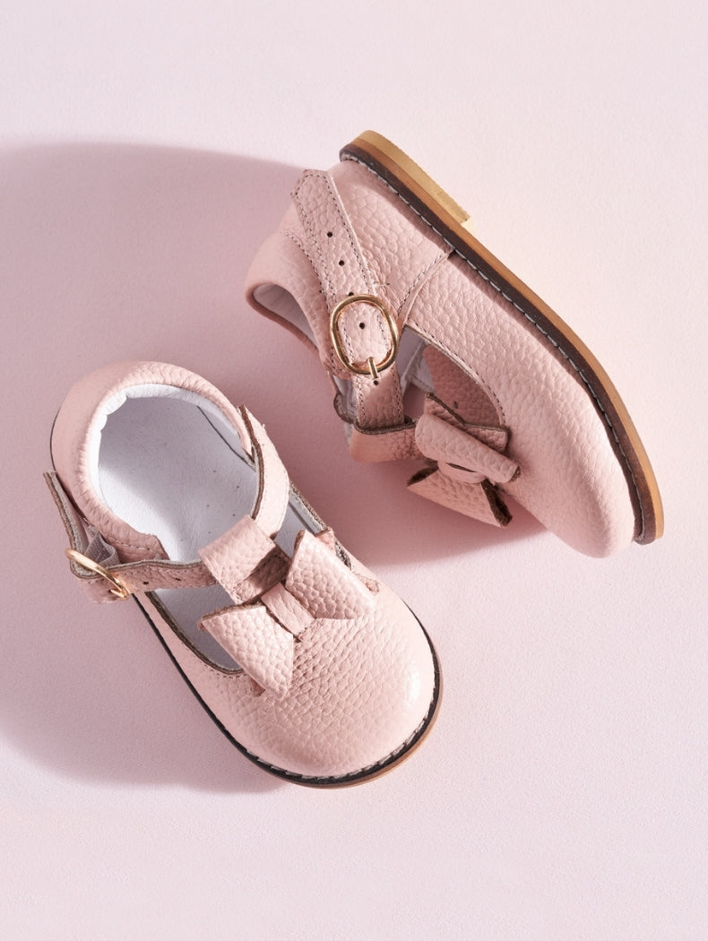 Center Bow Pink First Steps Shoes