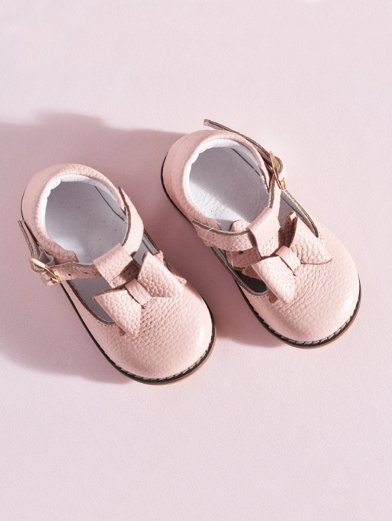 Center Bow Pink First Steps Shoes