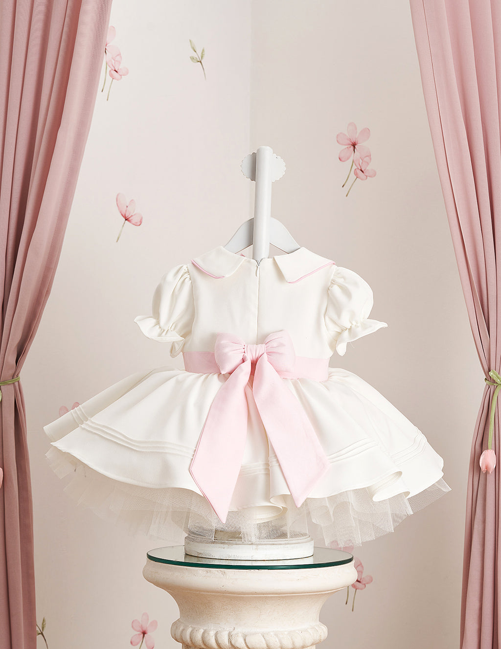 Pink Bow Detail Peter Pan Collar Special Occasion Dress