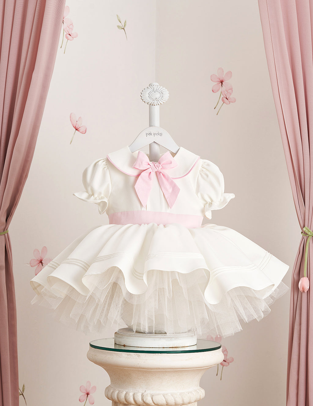 Pink Bow Detail Peter Pan Collar Special Occasion Dress