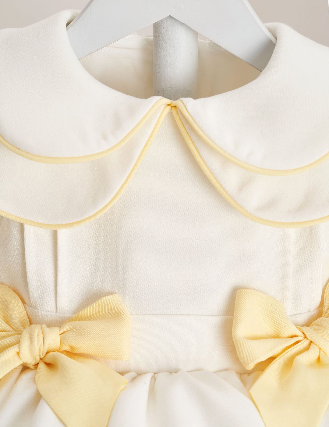 Yellow Detail Double Bow & Peter Pan Collar Embroidered Dress