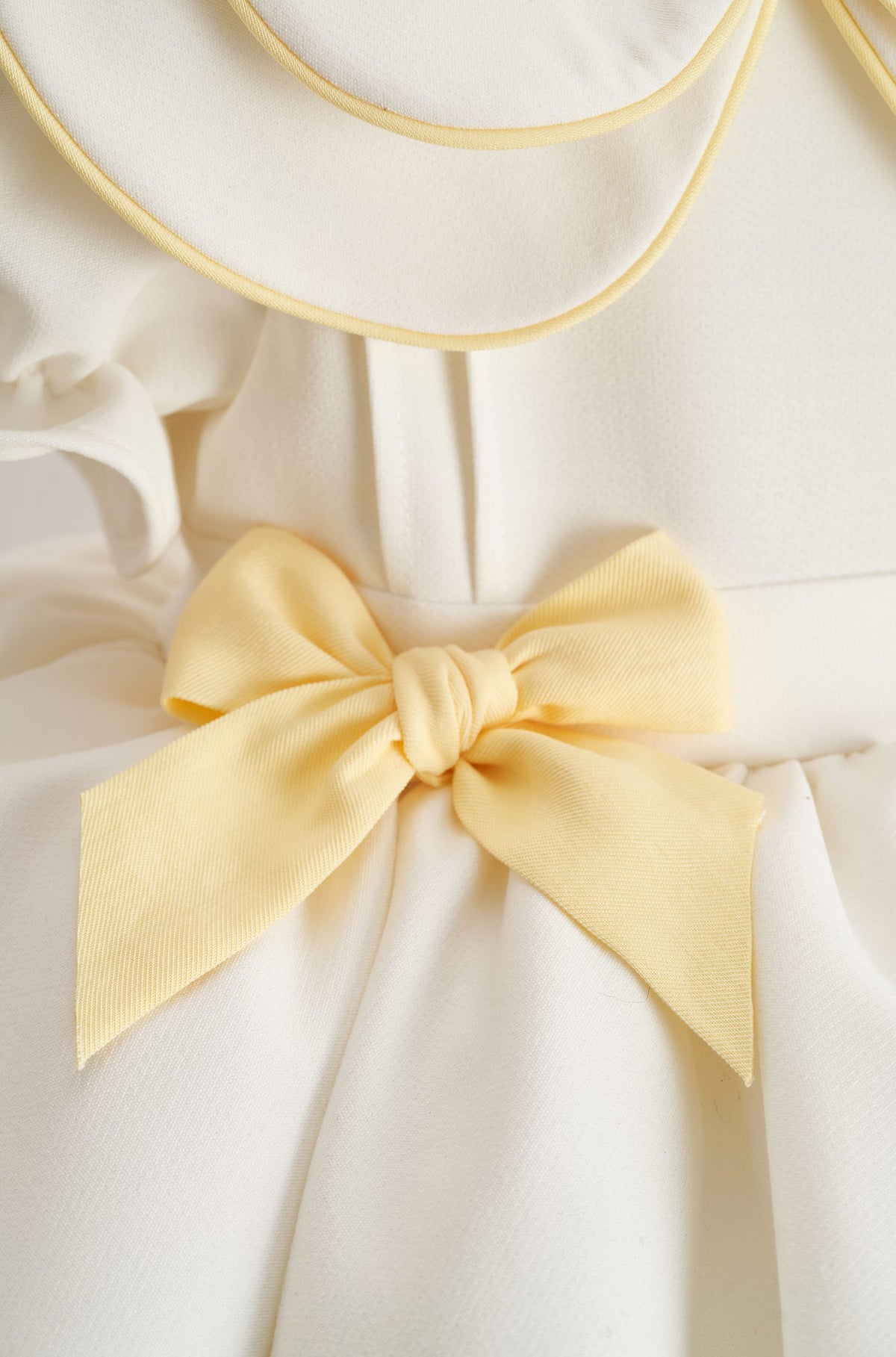Yellow Detail Double Bow & Peter Pan Collar Embroidered Dress