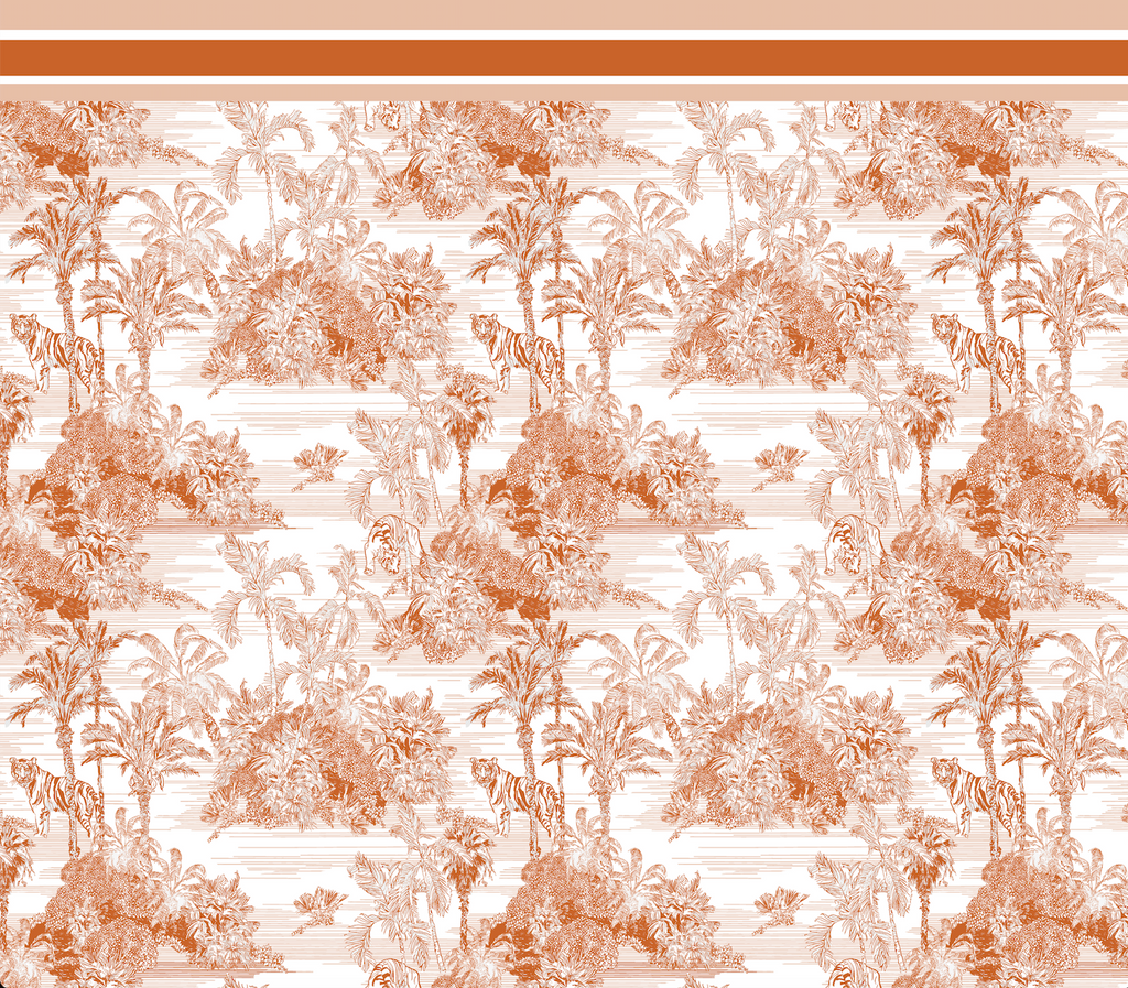 Toile de Jouy Orange Bloom Pareo - 160 X 140 Cm Silk Cotton