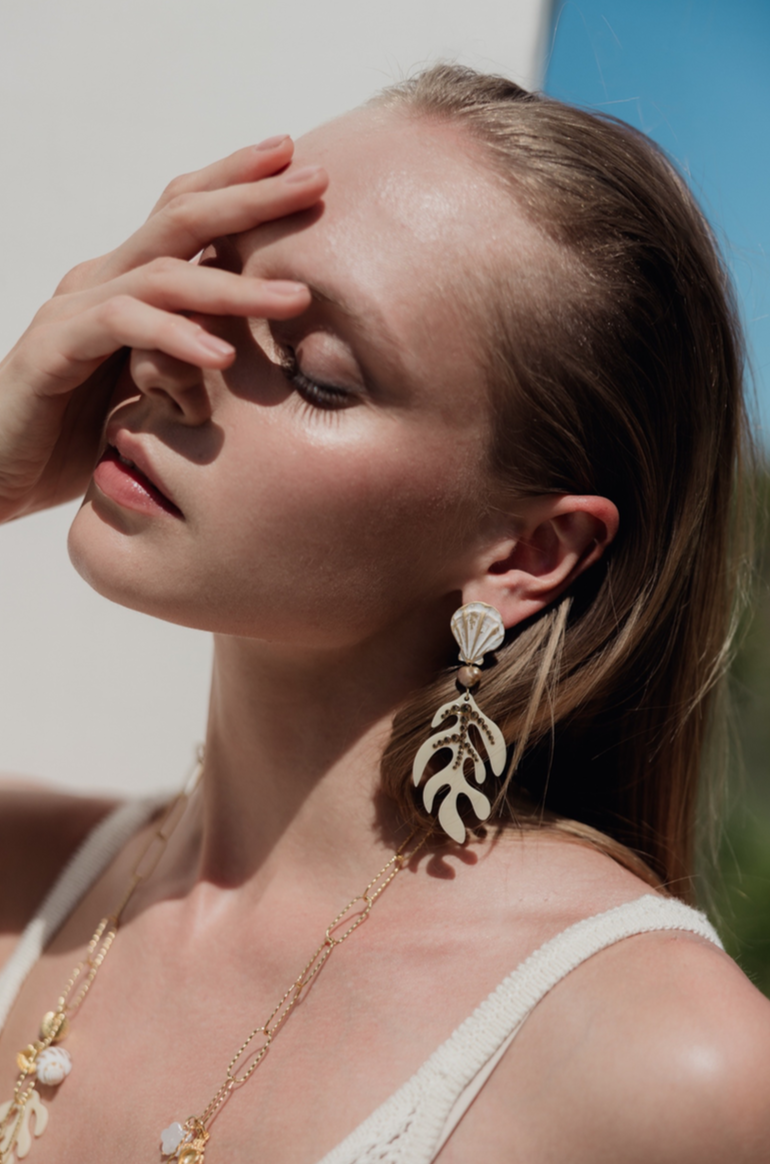 Algae Seashell Earrings