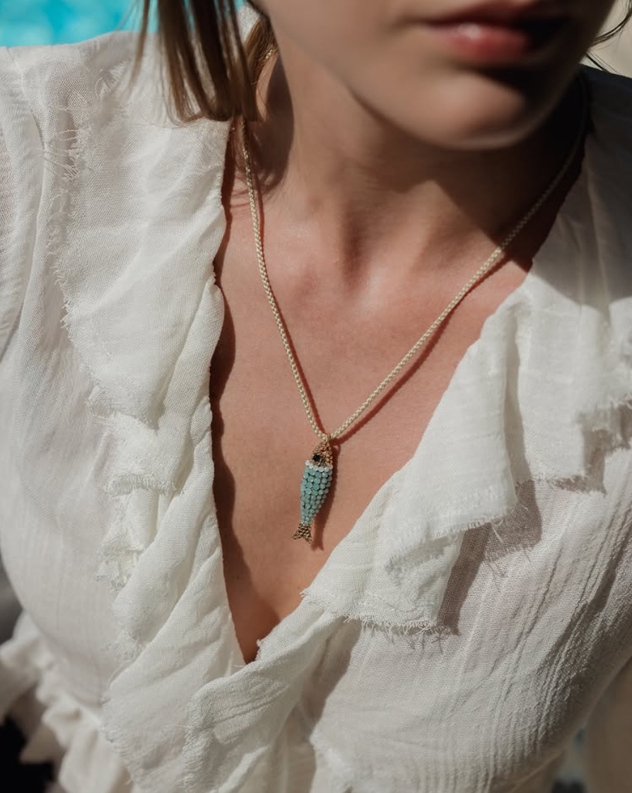 Maridaki Balik Swarovski Necklace, Pacific