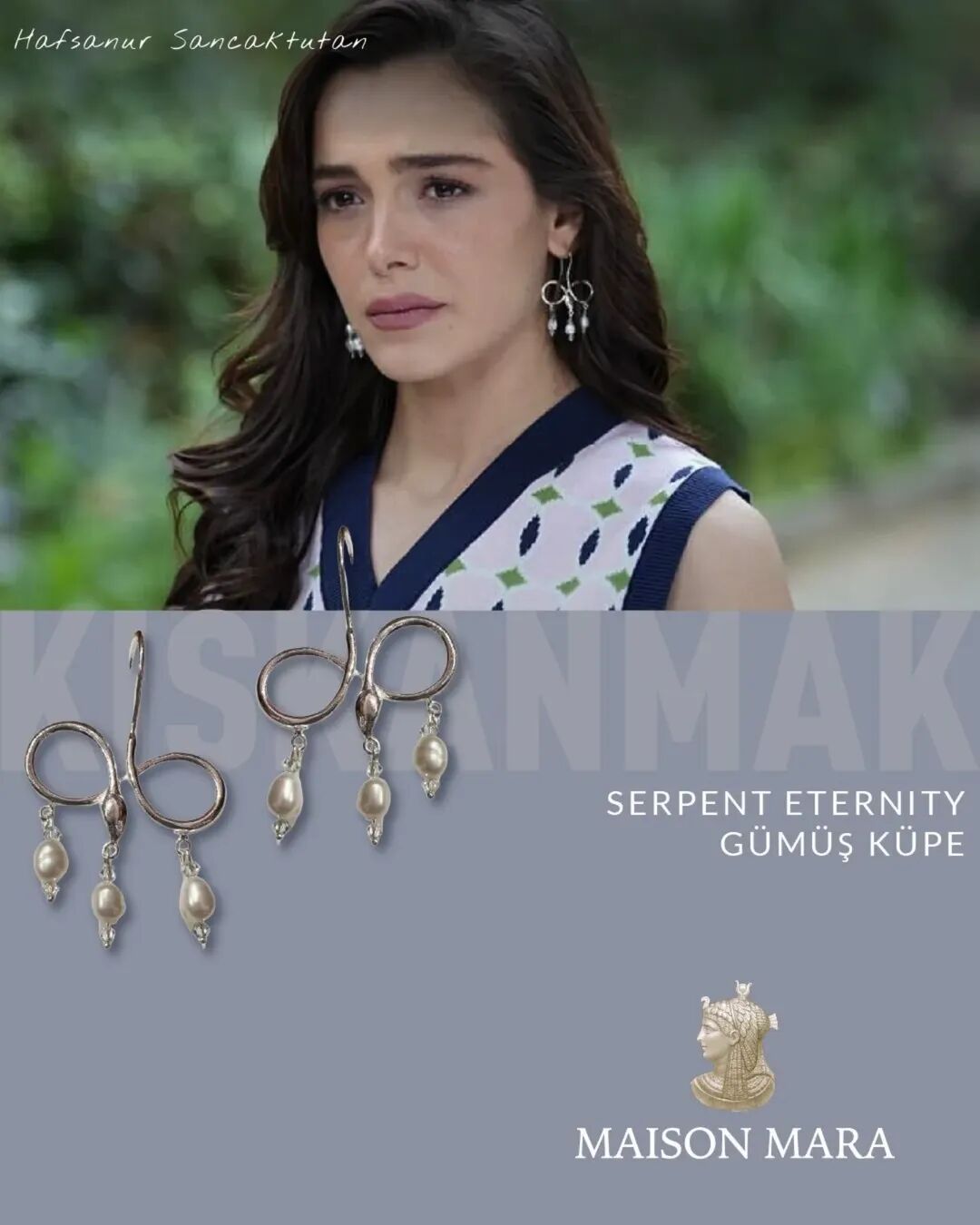 Serpent Eternity Silver Earrings, Incili