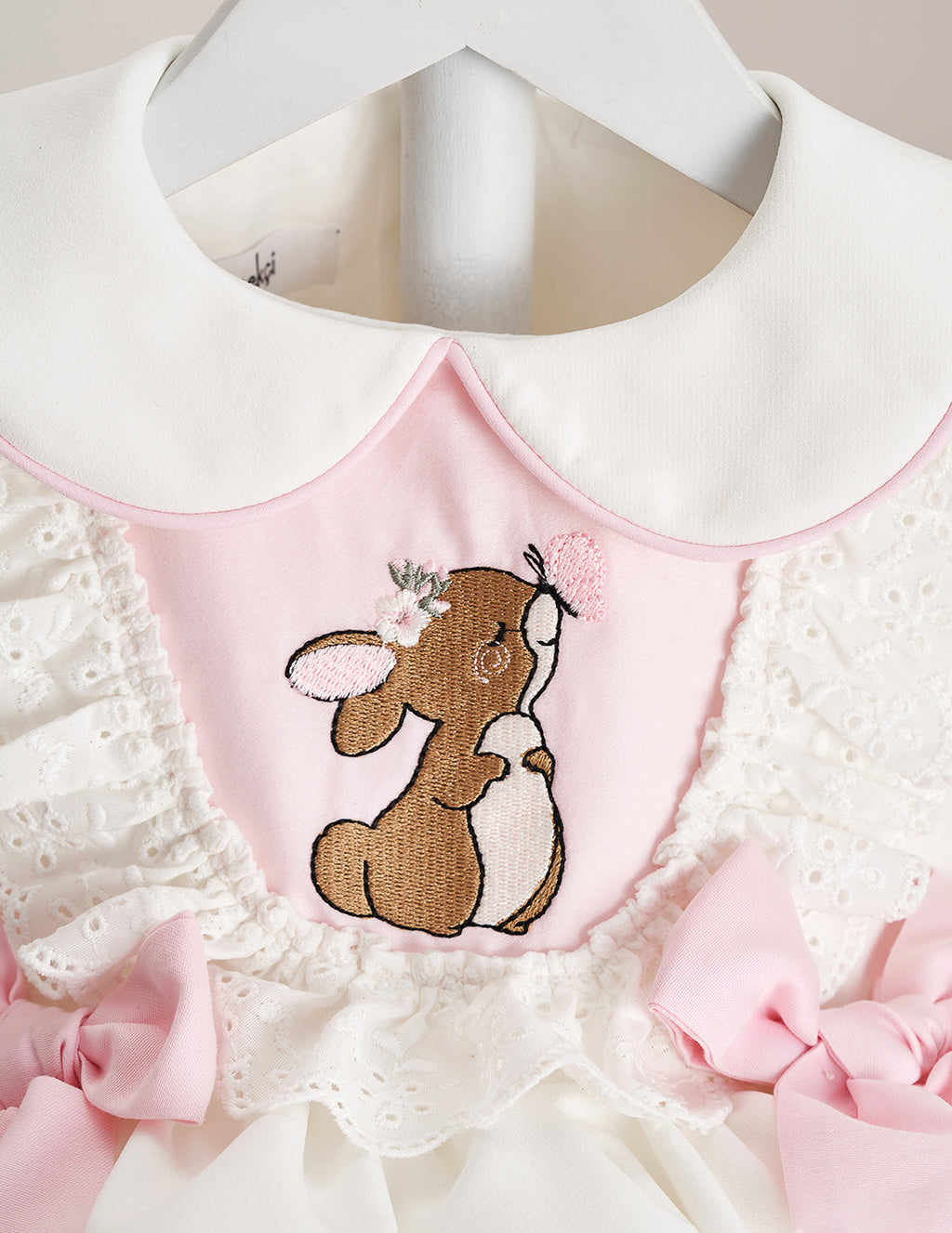 Bunny Embroidered Scalloped Dress