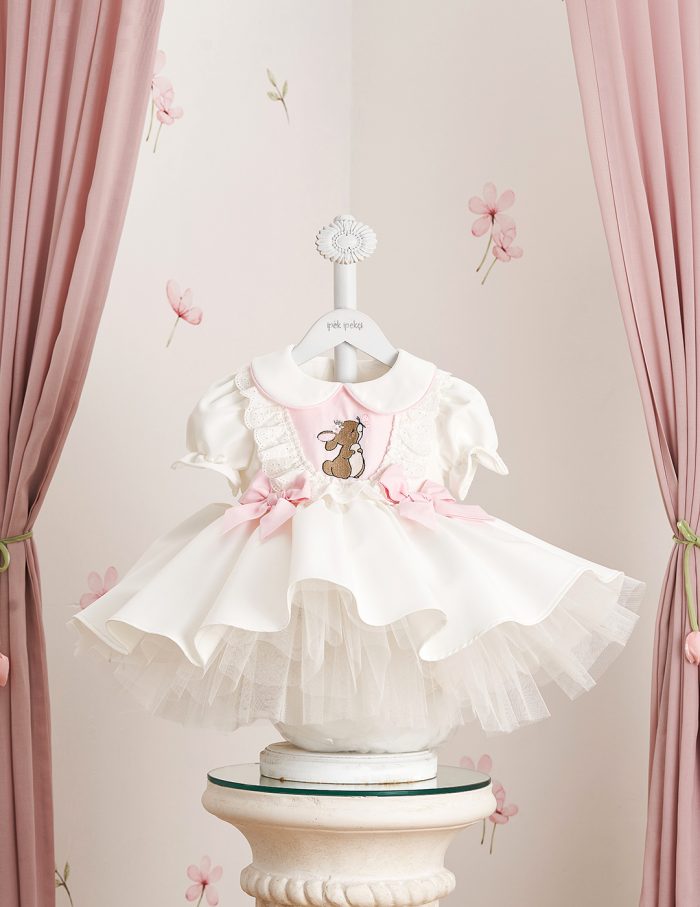 Bunny Embroidered Scalloped Dress
