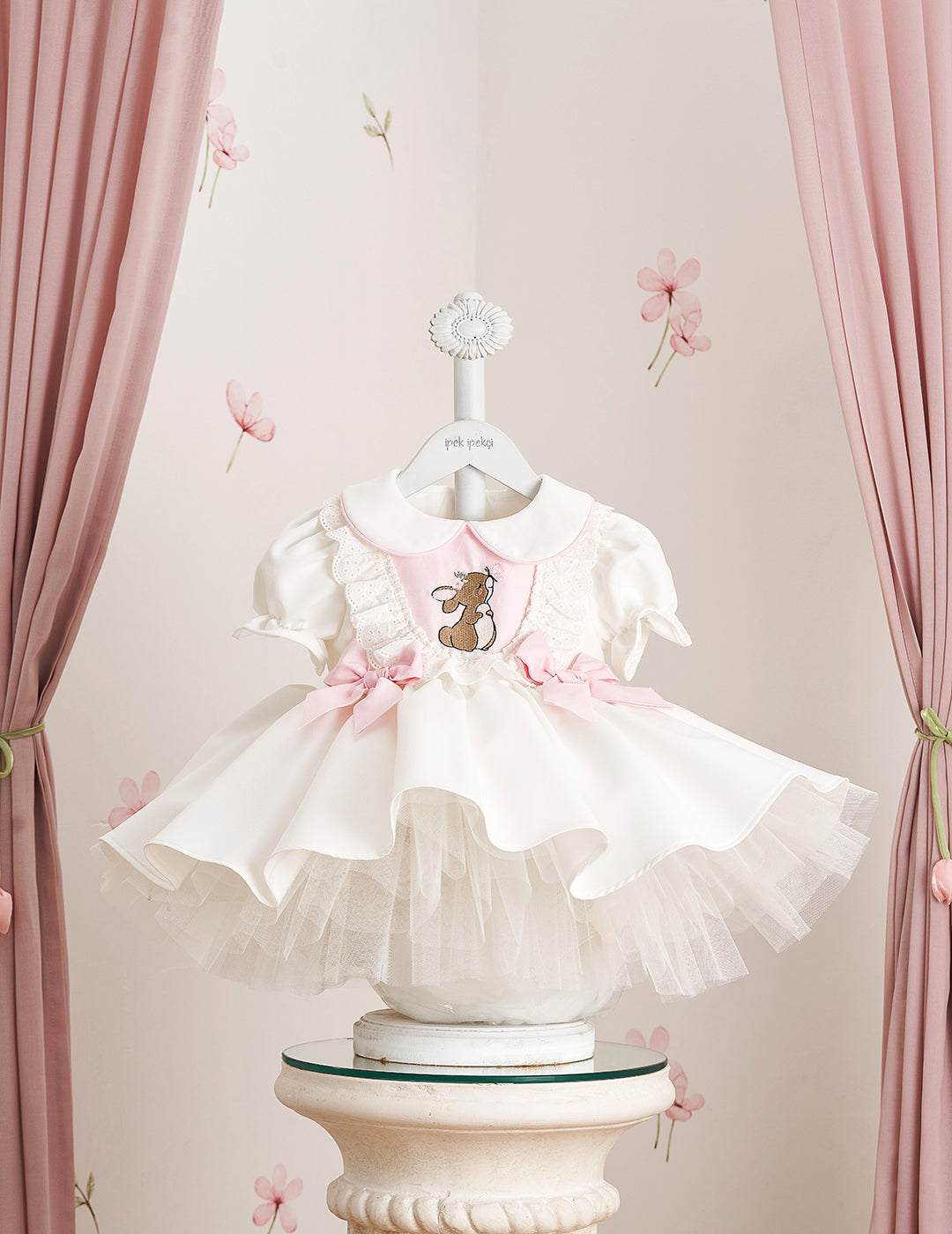 Bunny Embroidered Scalloped Dress