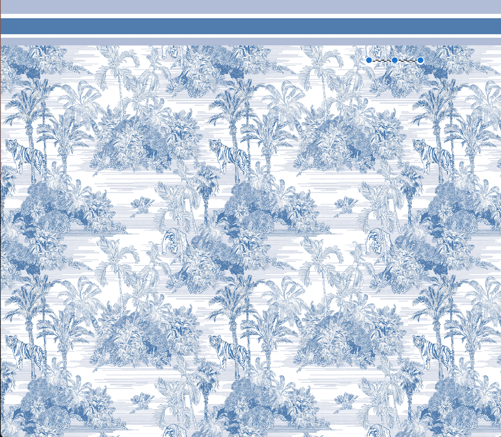 Toile de Jouy Azure Pareo - 160 X 140 Cm Silk Cotton