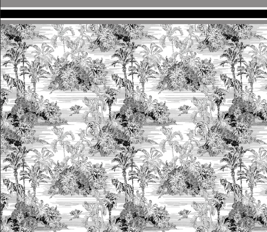 Toile de Jouy Fume Black Pareo - 160 X 140 Cm Silk Cotton