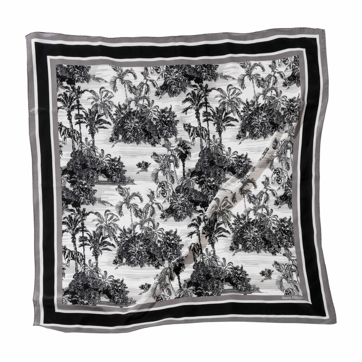 Toile de Jouy Fume Blanc Silk Scarf - 140 X 140 Cm