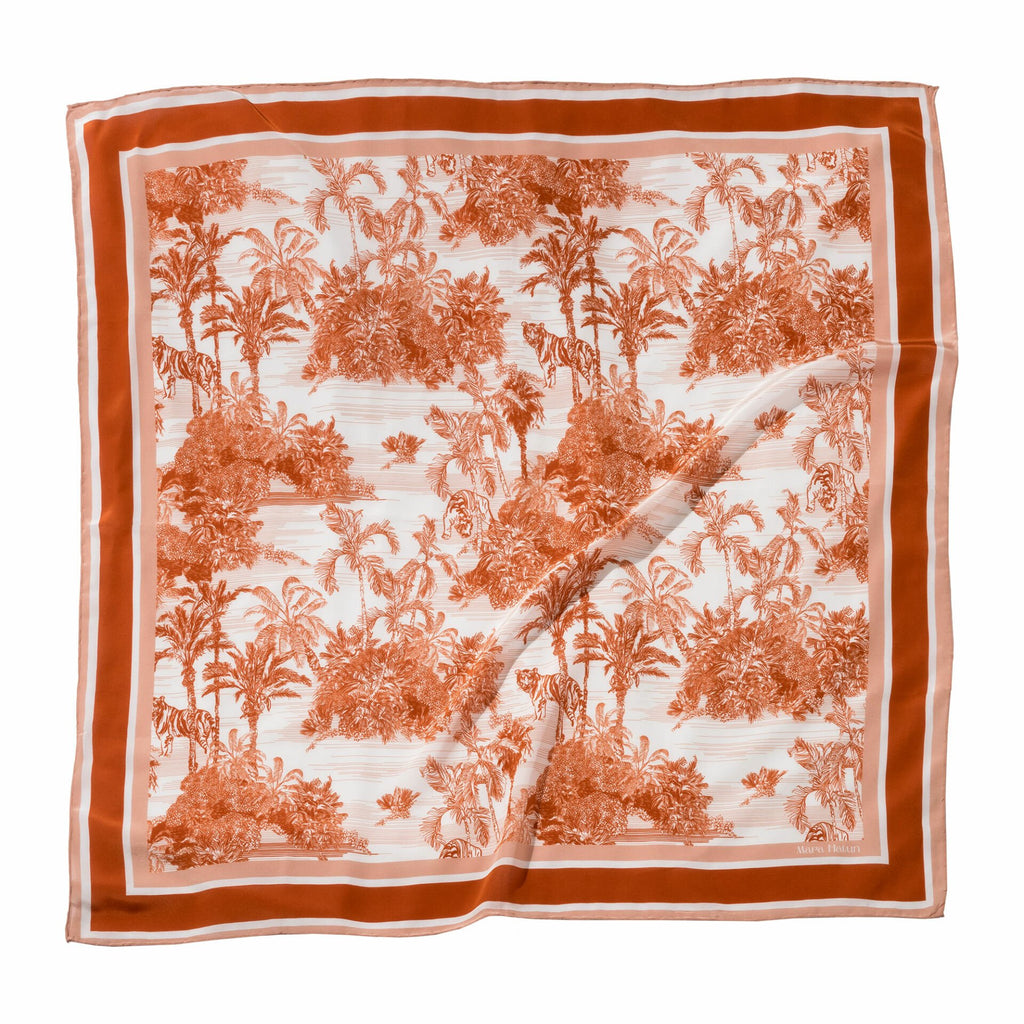 Toile de Jouy Orange Bloom - 140 X 140 Cm Silk Scarf