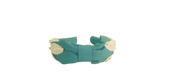 Designer Headband Baby Blue Leaves