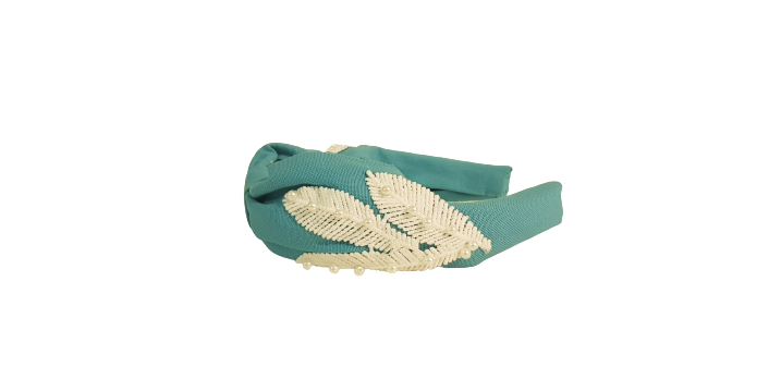 Designer Headband Baby Blue Leaves