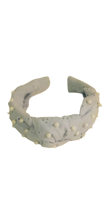 Designer Headband Baby Blue Pearl