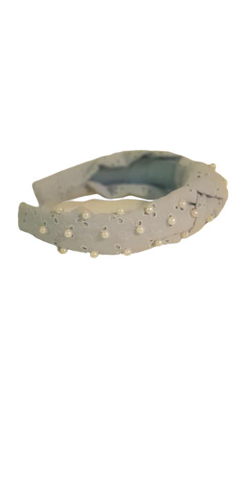 Designer Headband Baby Blue Pearl