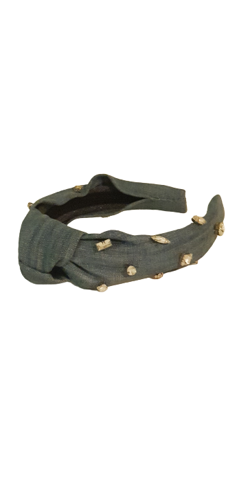 Designer Headband Denim Crystal