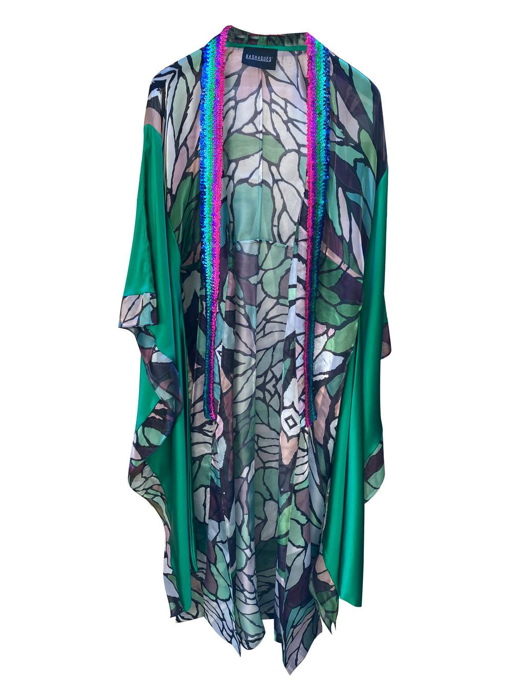 Green Pattern Sequin Designer Kimono