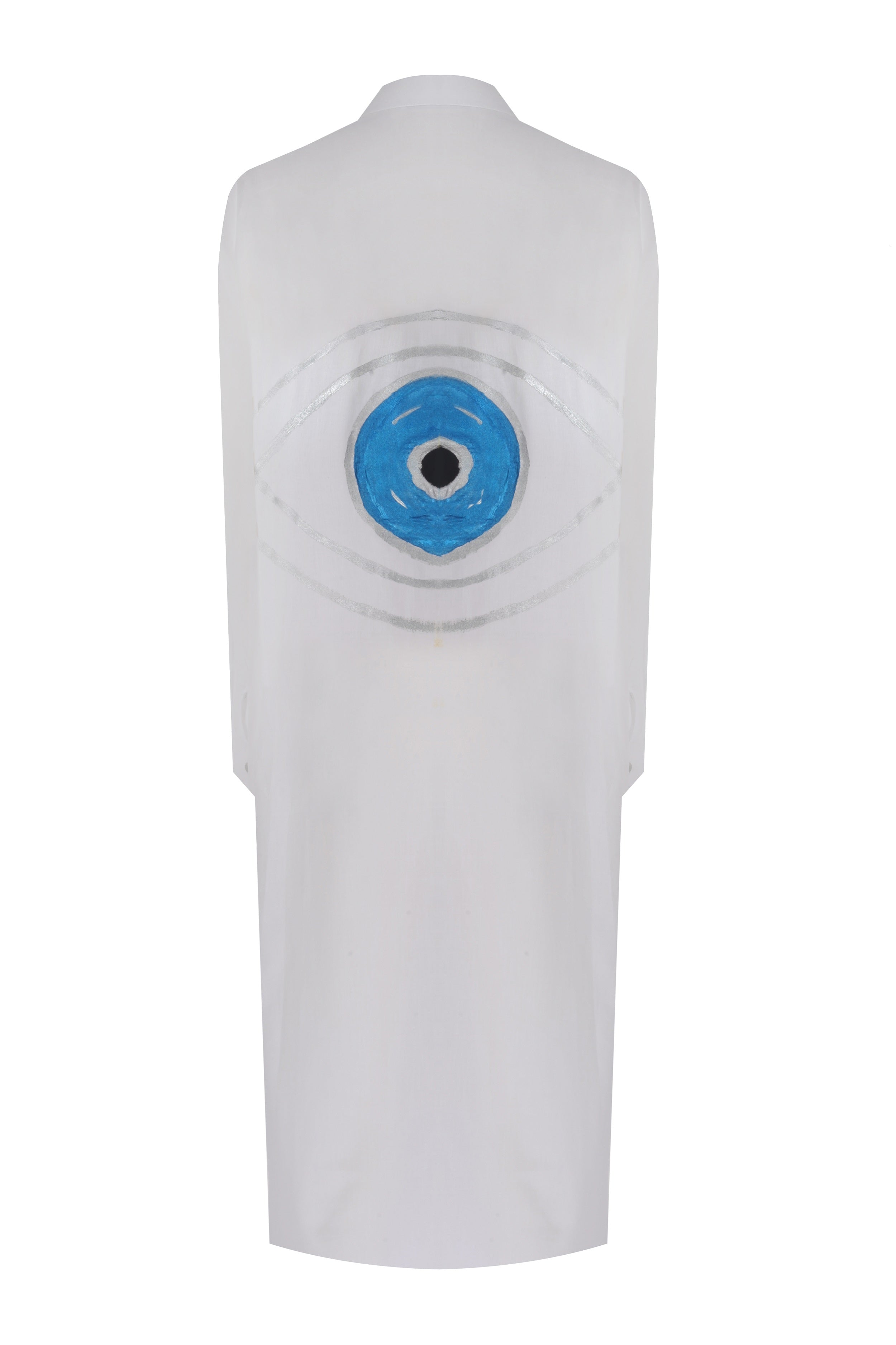 Evil Eye White Silver Designer Beach Dress