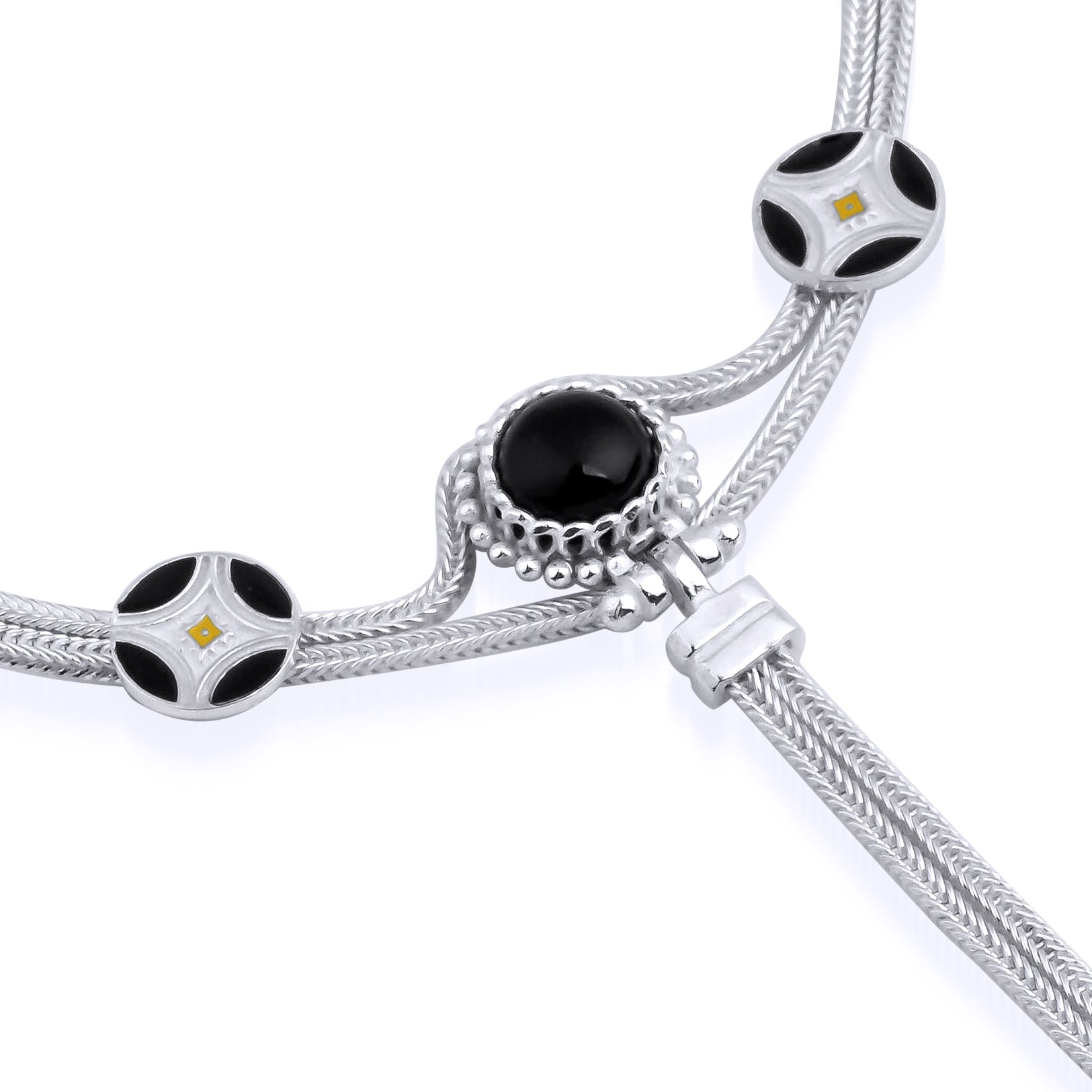 Mari Black Stone Finger Bracelet