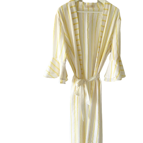 Designer Summer Yellow Stripes Beach Dress