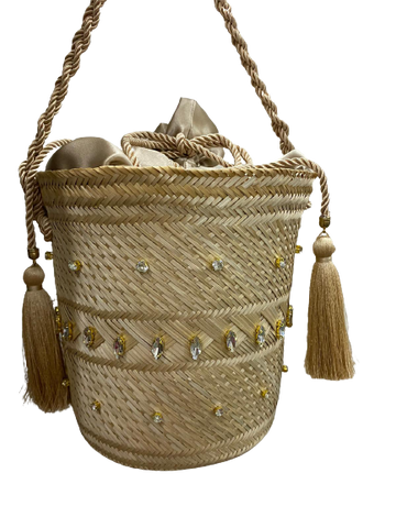 Designer Bucket Bag Golden Crystal