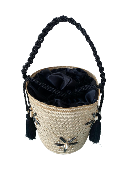 Designer Bucket Bag Black Crystal