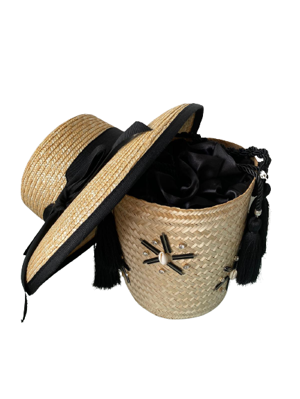 Designer Bucket Bag Black Crystal