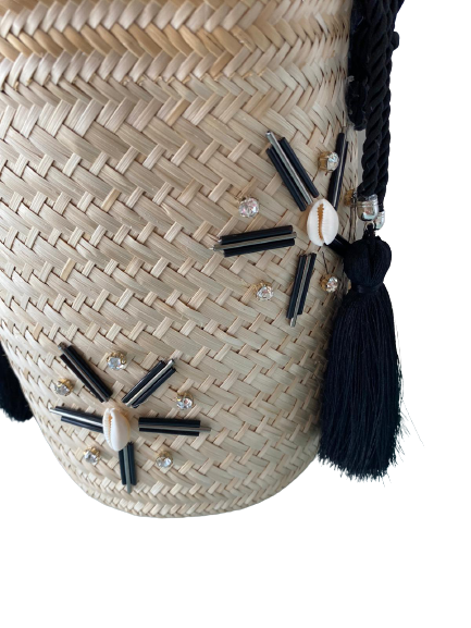 Designer Bucket Bag Black Crystal