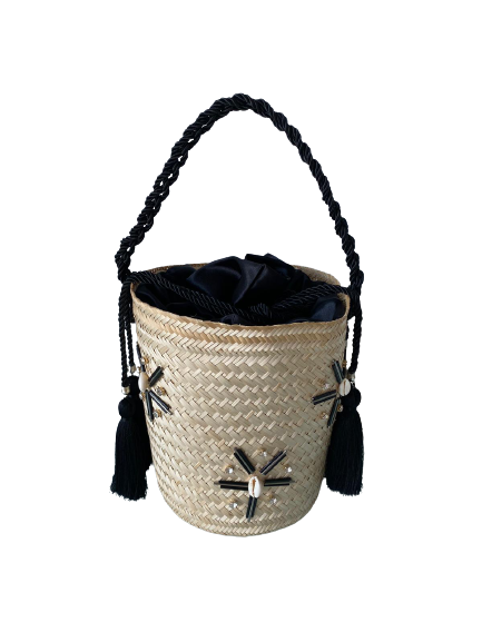 Designer Bucket Bag Black Crystal