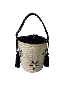 Designer Bucket Bag Black Crystal