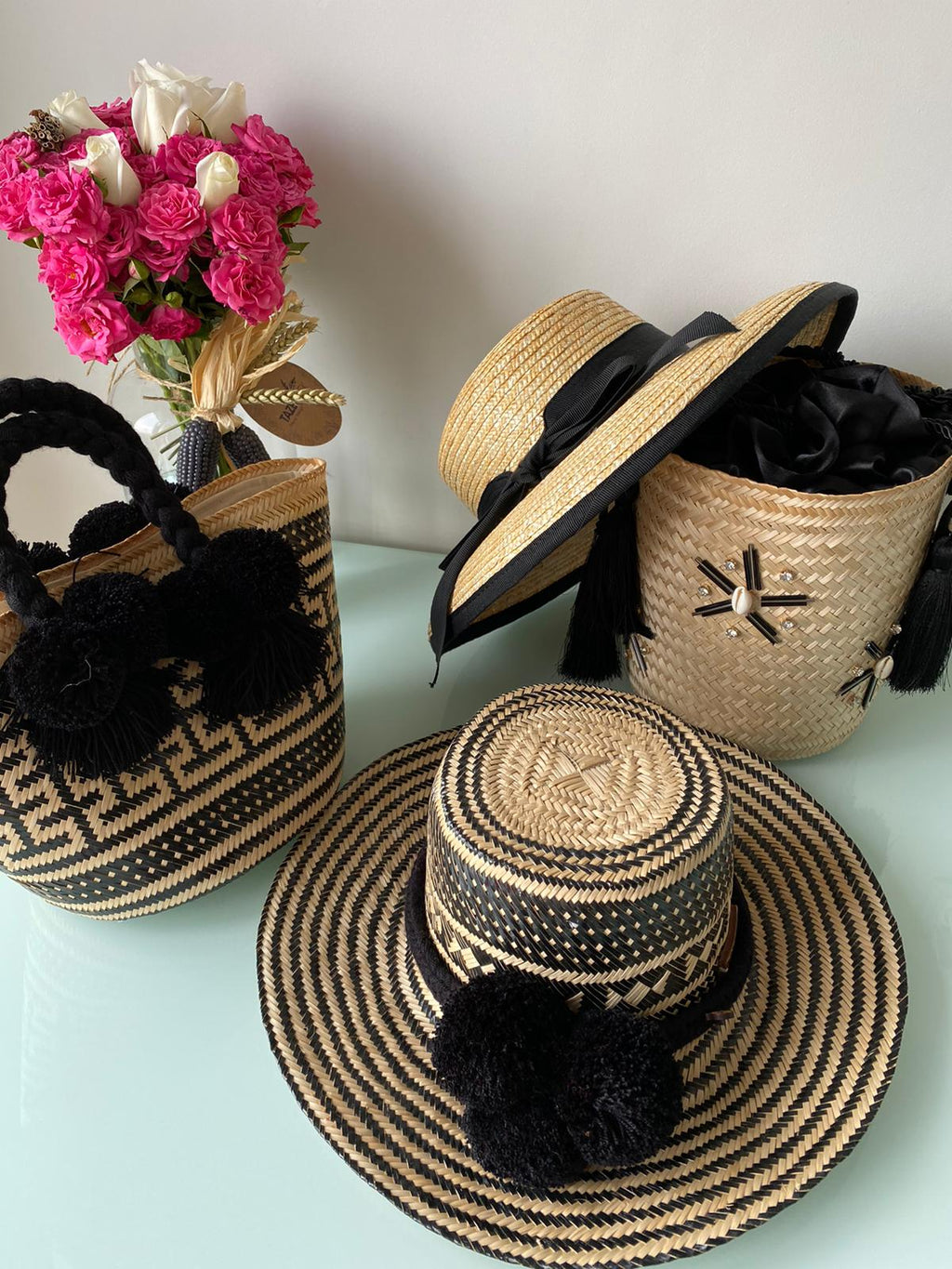 Designer Bucket Bag Black Crystal