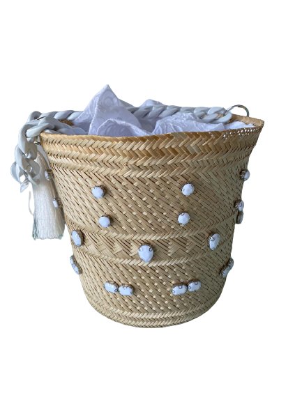 Designer Bucket Bag White Crystal